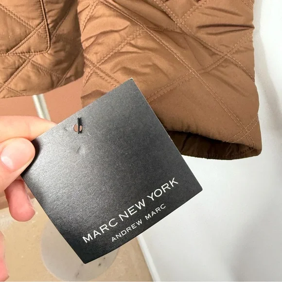 Marc New York Brown Quilted Barn Jacket with Faux Leather Collar NWT Medium - Picture 6 of 6